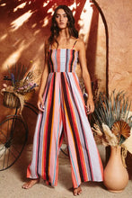 Load image into Gallery viewer, Smocked Stripe Print Jumpsuit

