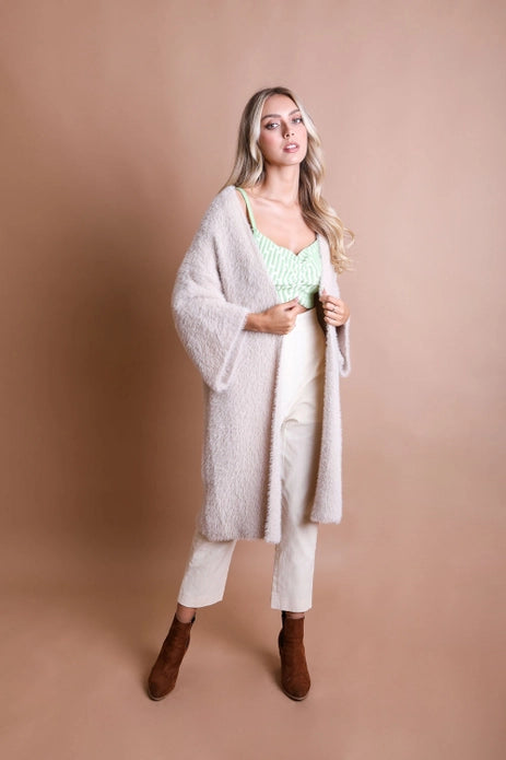 Luxe Winter Faux Mohair Knit Cardigan-two colors