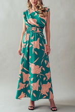 Load image into Gallery viewer, Buckle Belt Waist Floral Maxi Dress
