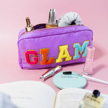 Load image into Gallery viewer, Preppy Nylon Chenille Letter Travel Makeup Pouch - Glam
