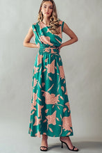 Load image into Gallery viewer, Buckle Belt Waist Floral Maxi Dress
