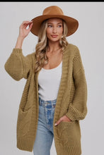 Load image into Gallery viewer, Chunky Cable Lantern Sleeve Cardigan
