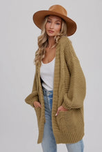 Load image into Gallery viewer, Chunky Cable Lantern Sleeve Cardigan
