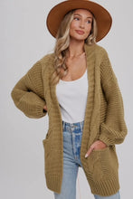 Load image into Gallery viewer, Chunky Cable Lantern Sleeve Cardigan
