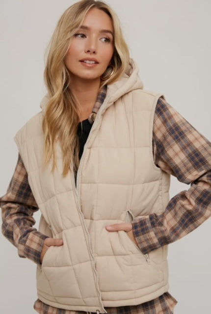 Puffer Zip-Up Hooded Vest