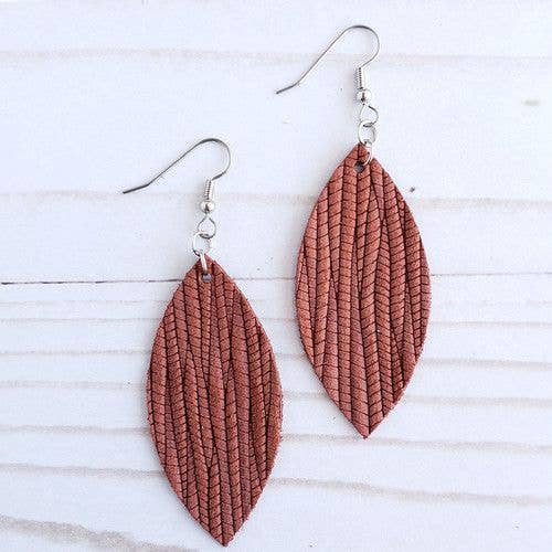 Cinnamon Palm Leather Petal Earrings