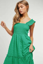 Load image into Gallery viewer, Smocked Sleeveless Ruffle Midi Dress
