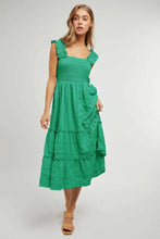 Load image into Gallery viewer, Smocked Sleeveless Ruffle Midi Dress
